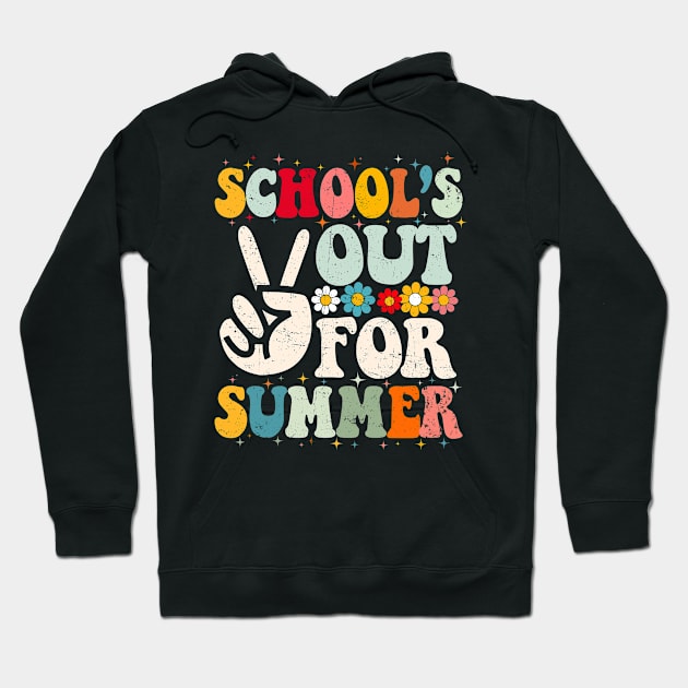 Retro Groovy School's Out For Summer Graduation Teacher Kids T-Shirt Hoodie by Sky at night